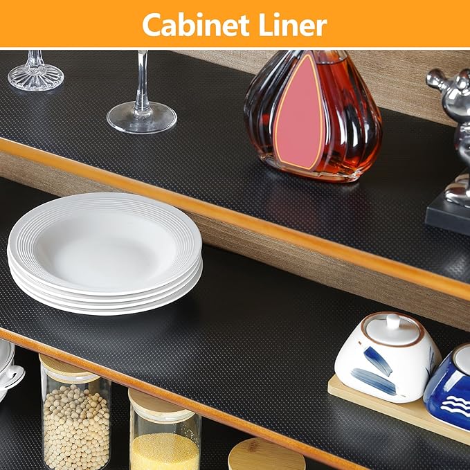 Shelf Liners 15 inch x 20 ft Shelf Liners for Kitchen cabinets nonstick Lining Drawer Mats EVA Protector for Cupboard (Translucent Black,15 inch x 20 ft)
