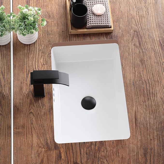 20 Inch Undermount Bathroom Sink Rectangular Undermount Sink White Ceramic Under Counter Bathroom Sinks with Flat Overflow Type (19.8"x 13.7")