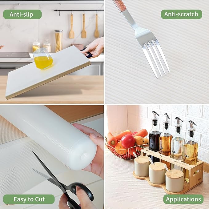 Shelf Liners 23 inch x 20 ft Shelf Liners for Kitchen cabinets nonstick Lining Drawer Mats EVA Protector for Cupboard (Clear Ribbed,23 inch x 20 ft)