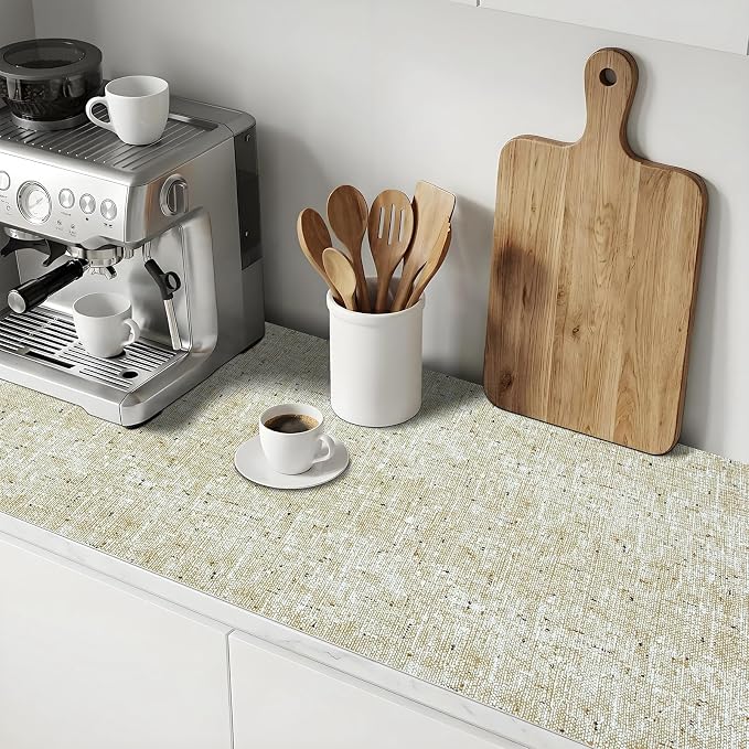 12'' X 60'' Beige Shelf Liner Drawer Liner for Kitchen Cabinet Non Adhesive, Strong Grip Anti Slip Cabinet Liners for Shelves, Oil-Proof Waterproof Cupboard Liner