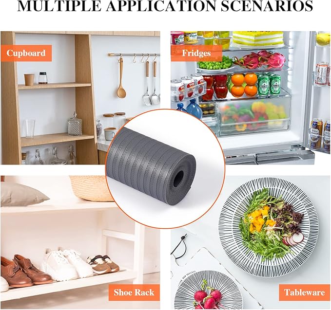 Mcrbeay Shelf Liners for Kitchen Cabinets, Non-Adhesive Drawer Liner, 17.5 Inch x 10Ft(120 Inch), Non-Slip, Strong Durable, Waterproof for Kitchen Cabinet Liner, Shelves, Storage, Desks, Dark Gray