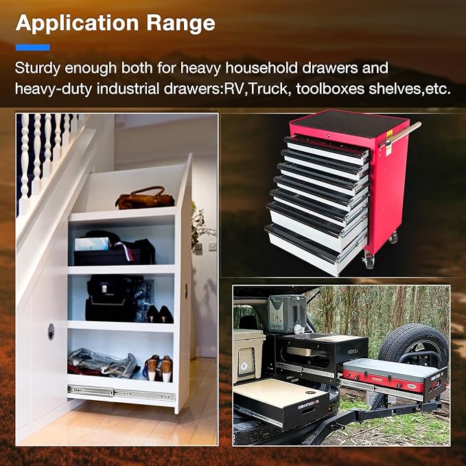 Heavy Duty Drawer Slides Full Extension Runners 12 14 16 18 20 22 24 26 28 30 32 34 36 38 40 Inch Side Mount Rails for Drawer Capacity 194 lb 1 Pair