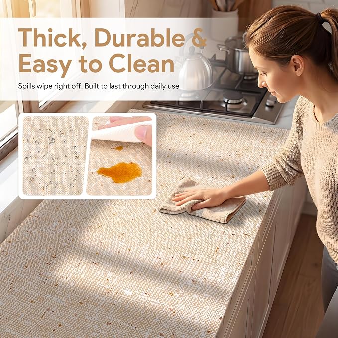 17.7'' X 96'' Shelf Liners Drawer Liner for Kitchen Cabinet Non Adhesive, Strong Grip Anti Slip Cabinet Liners for Shelves, Oil-Proof Waterproof Cupboard Liner