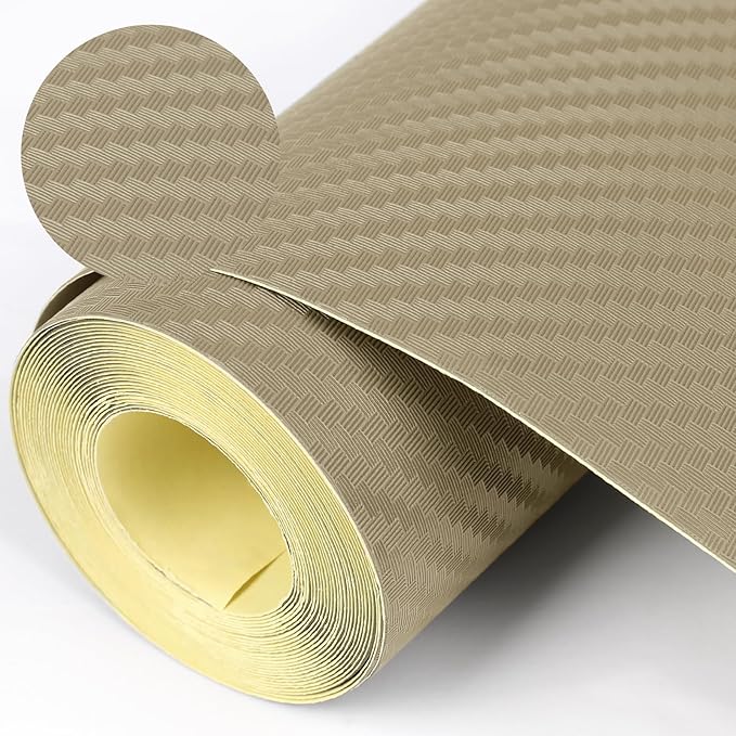 Self-Adhesive Shelf Liner Kitchen Liner, Waterproof Backed Paper Easy Peel and Stick Contact Liner Without Residue for Decor Your Desk Surface, Kitchen Countertops (Dark Khaki, 17.5 x 118.1 inches)