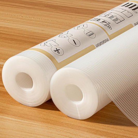 FEXIA Shelf Liners for Kitchen Cabinets Non-Slip Drawer Liner 12 Inches x 20 FT x 2 Rolls Waterproof & Oil-Proof Non Adhesive Durable Material Contact Paper for Cabinets Fridge Liner for Shelves