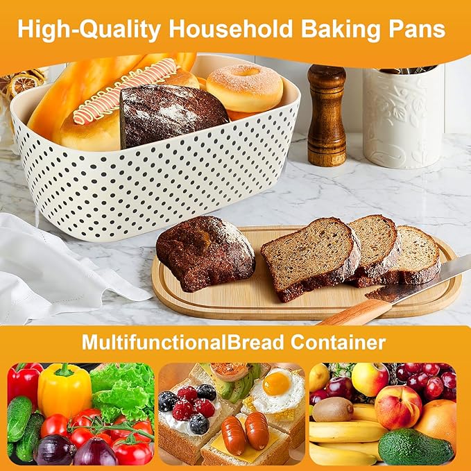 Bread Box with Cutting Board Lid Made with Bamboo Fiber, Bread Box For Kitchen Countertop Bread Container Holder Keeper Keep Fresh I14.4x8.3x5.6 in……
