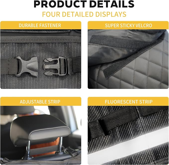 Backseat Hanging Organizer with Large Storage Bags | PU Leather, Large Capacity | Adjustable Straps, Waterproof & Collapsible | Universal Fit for SUVs, Sedans & Trucks | Black, 37.8" x 18.1" - P810