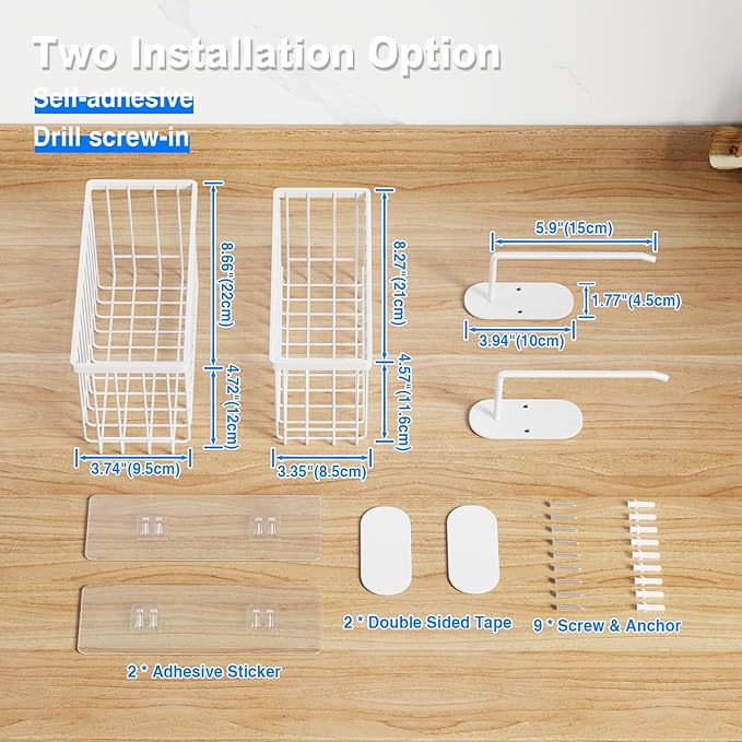 Mustorn 4 Pack Adhesive Cabinet Door Organizer, Lid Organizers Inside Cabinet Food Container/Tumbler Lid Organizer and Storage Cup Lids Holder for Kitchen & Bathroom Wall Mounted(White)
