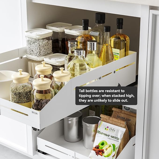 Cabinet Organizer - Zero-Drill Installation, 4-Way Expansion, Modern Design for Kitchen & Pantry Depth (15.8"-23") & Width (10"-16")