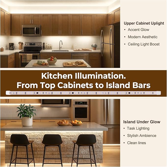 cambk 72inch Hardwired Under Cabinet Lighting for Kitchen,120V Wired Undercounter Led Strip Lights 6000K White Waterproof, Luces para Cocina Bajo Gabinete Under Shelf Lights for Sink/Workbench