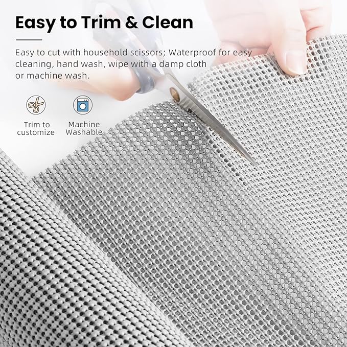 BAGAIL Non-Adhesive Shelf Liner, Thick Strong Grip Drawer Liners for Kitchen Cabinets, Heavy-Duty Easy Cut Cabinet Liners for Shelves, Pantry, Bathroom Cupboards - 17.5" x 10FT, LightGrey