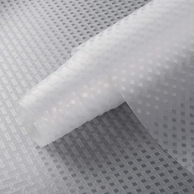 HooTown Refrigerator, Fridge Shelf Liners and Drawer Mats 11.8 Inch Wide x 78.7 Inch Long, Non Adhesive EVA Plastic Washable Waterproof Pads for Kitchen Cabinet, Pantry Closet, Cupboard, Transparent