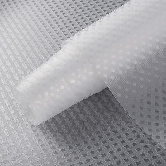 HooTown Refrigerator, Fridge Shelf Liners and Drawer Mats 11.8 Inch Wide x 393.7 Inch Long, Non Adhesive EVA Plastic Washable Waterproof Pads for Kitchen Cabinet, Pantry Closet, Cupboard, Clear