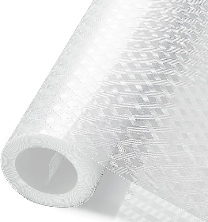 Refrigerator Liner, Waterproof Shelf and Drawer Liners for Kitchen Cabinet, Bathroom Under Sink Mat Non Adhesive Fridge Liner EVA Place Mats Roll - Clear 17.7"×118"