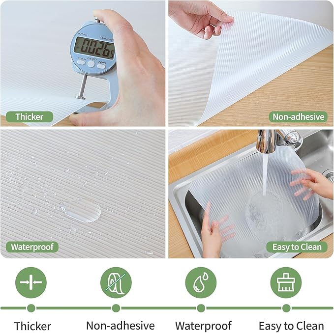 Shelf Liners 22 inch x 20 ft Shelf Liners for Kitchen cabinets nonstick Lining Drawer Mats EVA Protector for Cupboard (Clear Ribbed,22 inch x 20 ft)