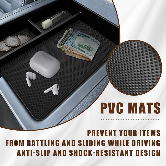 Muslogy Center Console Organizer & Wireless Charger Protective Mat Compatible with Honda Pilot 2023-2026/2024-2026 Passport Accessories Phone Charge Area Cover Console Inserts Mats Anti Slip 2PCS Set