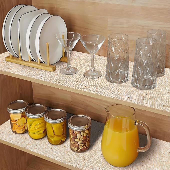 10Rolls*17.7'' X 96'' Shelf Liners Drawer Liner for Kitchen Cabinet Non Adhesive, Strong Grip Anti Slip Cabinet Liners for Shelves, Oil-Proof Waterproof Cupboard Liner