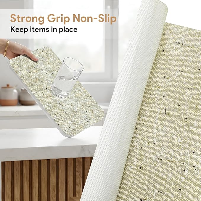 12'' X 120'' Beige Shelf Liner Drawer Liner for Kitchen Cabinet Non Adhesive, Strong Grip Anti Slip Cabinet Liners for Shelves, Oil-Proof Waterproof Cupboard Liner