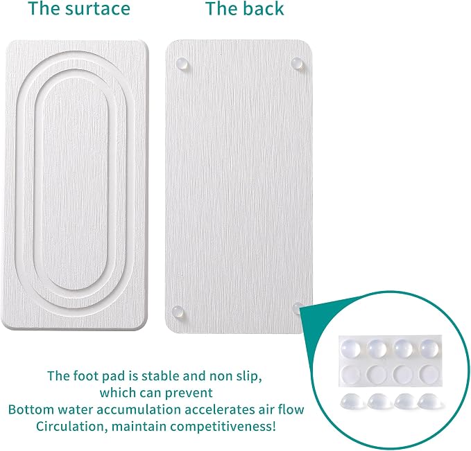 2PCS Water Absorbing Stone Tray for Sink, Quick Drying Diatomite Bathroom Tray Countertop, Stone Drying Mat for Kitchen Counter Faucet, Soap Dish Dispenser Vanity Organizer, White-7.9" x 4"