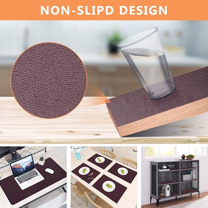 WochiTV Shelf Liner for Cabinets, Drawer Non Adhesive Non Slip Foam Mat for Kitchen, Pantry, Bathroom, Cupboard, Garage, Closet, Shelves, Drawer, Tool Box, Brown 23.6 x 236 inches
