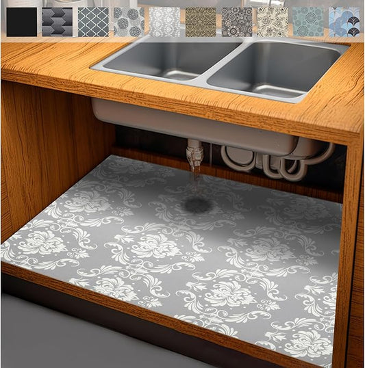 AiBOB Waterproof Under Sink Mat, Absorbent Quick Dry Sink Liners Protect Cabinets, Durable Shelf Liners, Slip Resistant and Non-Adhesive, 24X68, Light Grey