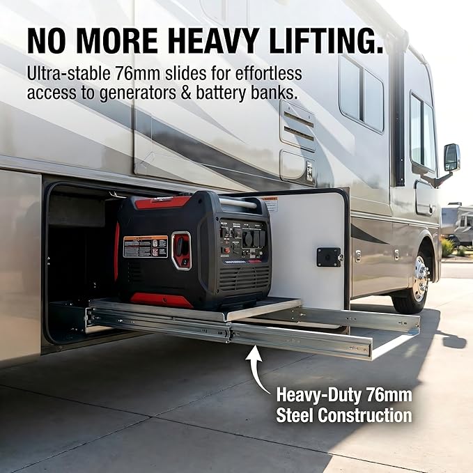 Heavy Duty 48" Drawer Slides, Full Extension Ball Bearing, 500LB Capacity | 76MM Width, 3-Section Design, Industrial Grade Steel, Smooth & Quiet Operation, for Workshop, Garage, Kitchen Cabinets