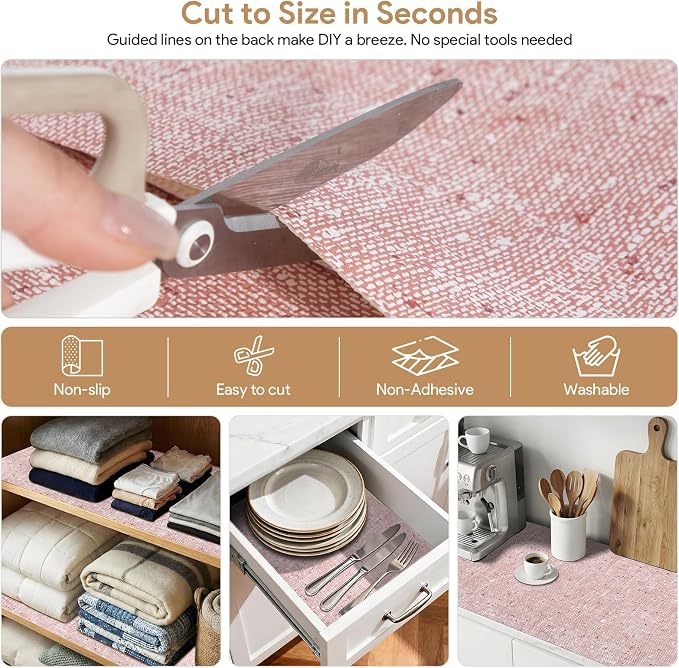 5Rolls*17.7'' X 96'' Shelf Liners Drawer Liner for Kitchen Cabinet Non Adhesive, Strong Grip Anti Slip Cabinet Liners for Shelves, Oil-Proof Waterproof Cupboard Liner