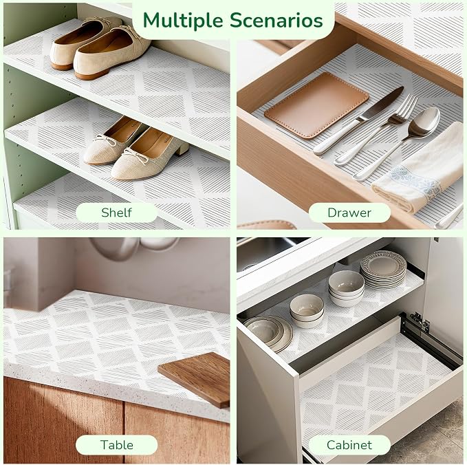 Shelf and Drawer Liner for Kitchen Cabinets 18In x 30FT Non-Adhesive Shelf Liner Non-Slip Strong Grip Cabinet Liner Waterproof Thickened Easy to Clean Drawer Mats Protect Pantry, Tool Box, Dresser