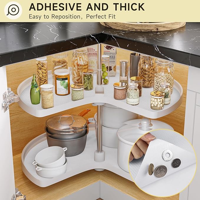 WochiTV Adhesive Shelf Liner 11.8 X 120 Inches Peel and Stick Kitchen Liner for Cabinets, Drawers Removable Protector Mat Waterproof Contact Covering for Dresser Pantry Countertops Shelves, White