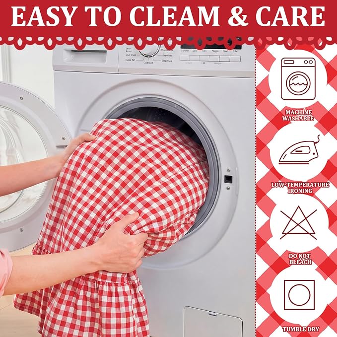 Red Ruffle Gingham Sink Skirt Self-Adhesive Bathroom Stitch Self Stick Adhesive Fabric Under Sink Curtain Skirt 55'' x 32'' for Bathroom Kitchen Laundry Utility Room Decor (32 x 55in)