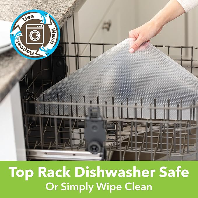 EasyLiner Clear Classic Shelf Liner - Durable Non-Adhesive Fridge Liner - Easy-to-Install and Easy-to-Clean - Kitchen Liner Mat for Fridge Shelves - Food Safe - Removable - 20 in x 24 ft - Clear