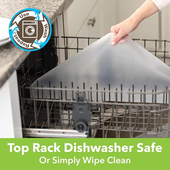 EasyLiner Clear Classic Shelf Liner - Durable Non-Adhesive Fridge Liner - Easy-to-Install and Easy-to-Clean - Kitchen Liner Mat for Fridge Shelves - Food Safe - Removable - 12 in x 20 ft - Clear