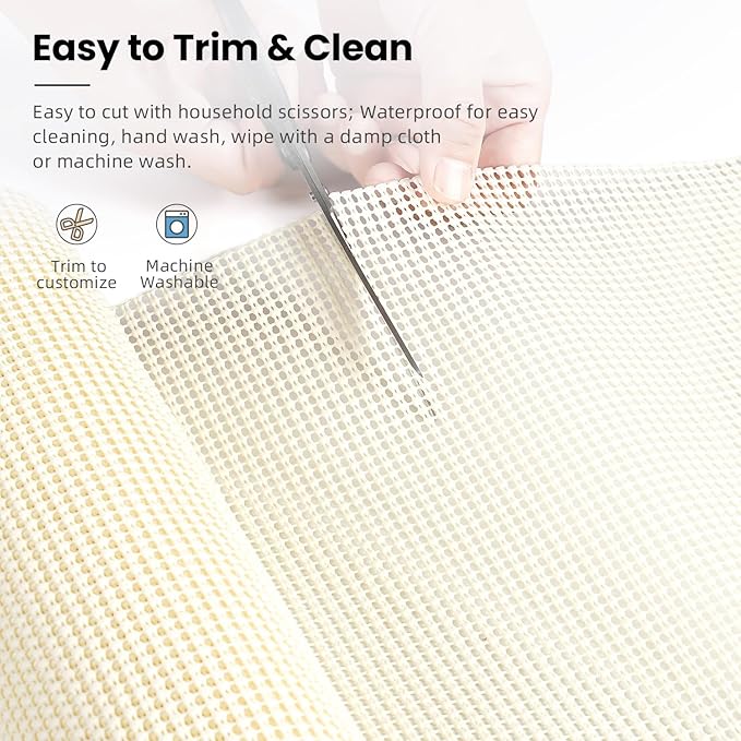 BAGAIL Non-Adhesive Shelf Liner, Thick Strong Grip Drawer Liners for Kitchen Cabinets, Heavy-Duty Easy Cut Cabinet Liners for Shelves, Pantry, Bathroom Cupboards - 24" x 30FT, Cream
