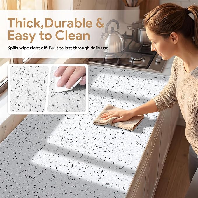 3Rolls*12'' X 120'' Shelf Liners Drawer Liner for Kitchen Cabinet Non Adhesive, Strong Grip Anti Slip Cabinet Liners for Shelves, Oil-Proof Waterproof Cupboard Liner