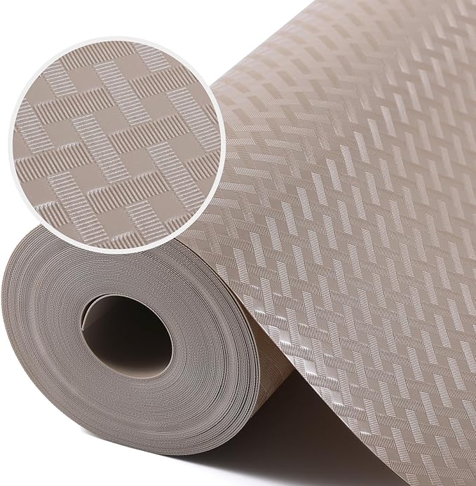 Beige Shelf Liners for Kitchen Cabinets Refrigerator Liners Waterproof & Oil-Proof Kitchen Cupboard Liner Drawer Mats EVA Material Non Adhesive Fridge Liner for Shelves 17.5 x 78.7 Inches