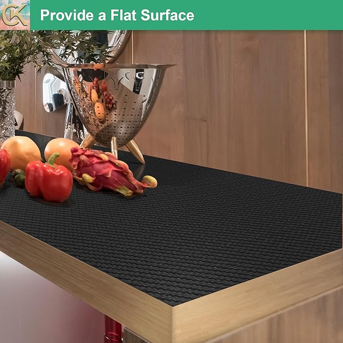 Self-Adhesive Shelf Liner Kitchen Liner, Waterproof Backed Paper Easy Peel and Stick Contact Liner Without Residue for Decor Your Desk Surface, Kitchen Countertops (Black, 23.6 x 236.2 inches)