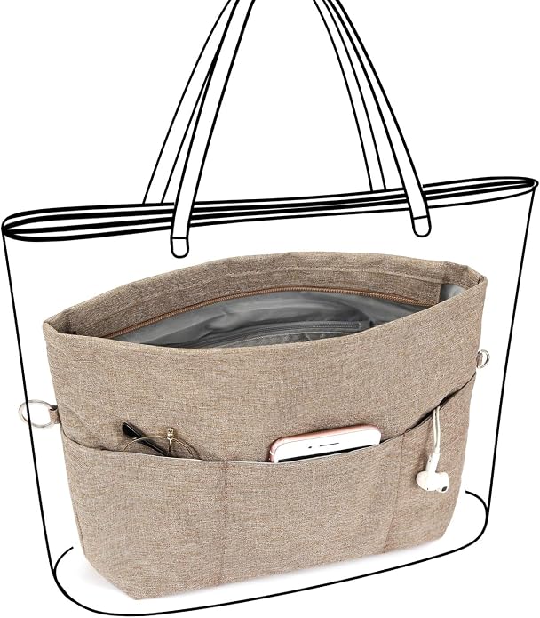 VANCORE Purse Organizer Insert for Handbags,Tote Bag Organizer Insert with Zipper Bag,Premium Handbag Organizer Inside Liner for Women