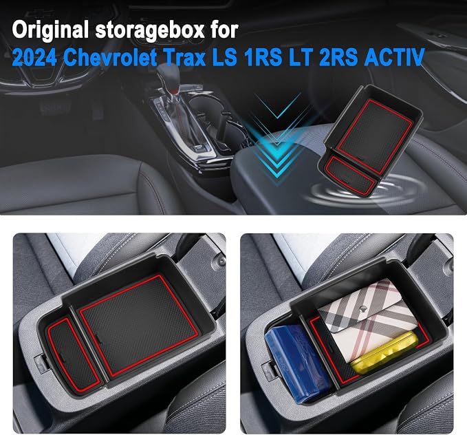 SHAOHAO 2025 2026 Chevy Trax Center Console Organizer Tray Compatible with 2024 2025 2026 Chevy Trax Accessories (LS/1RS/LT/2RS/ACTIV) Armrest Storage Box Organizer 2024 2025 2026 Trax Insert Tray