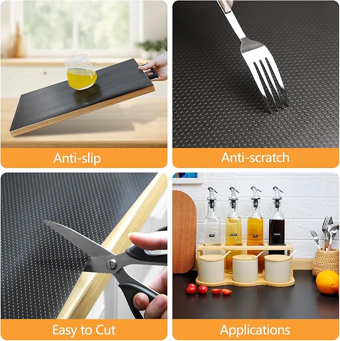 Shelf Liners 20 inch x 20 ft Shelf Liners for Kitchen cabinets nonstick Lining Drawer Mats EVA Protector for Cupboard (Translucent Black,20 inch x 20 ft)