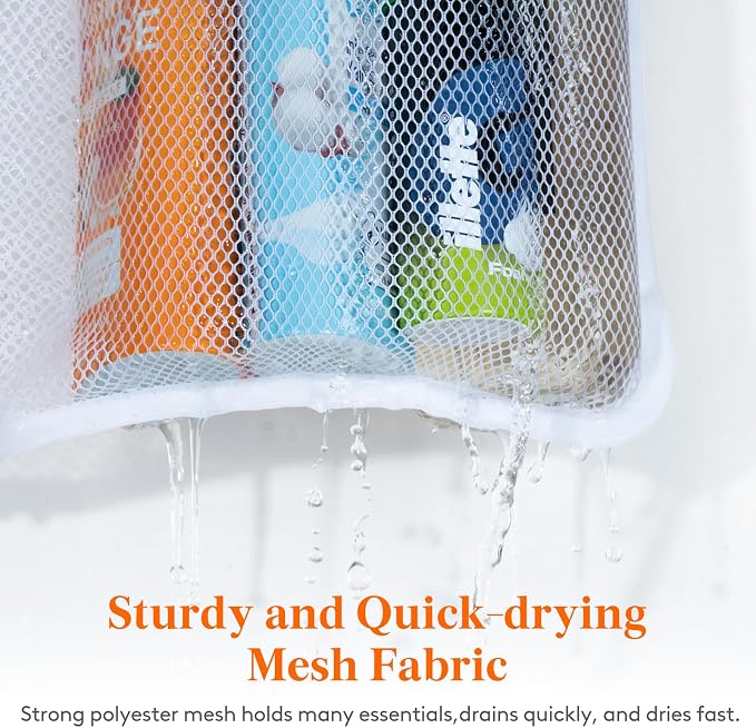 Lifewit Mesh Shower Caddy, 5 Pockets Hanging Shower Organizer with Quick Drying Mesh, Portable Space Saving Bathroom Organizer to Hold Soap, Shampoo and Cruise Ship Essentials, White, 1 Pack