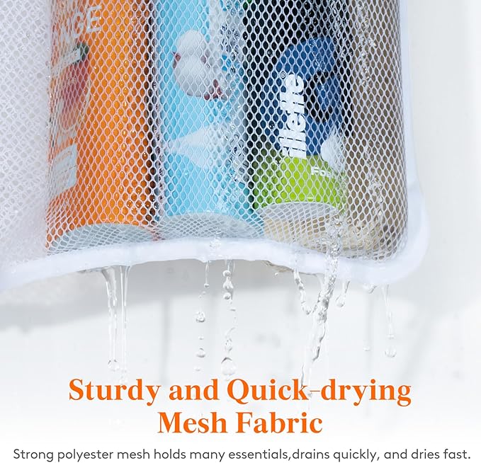 Lifewit Cruise Essentials Shower Caddy Must-Have, 7 Pockets Hanging Bathroom Organizer with Quick-Dry Mesh, Portable Shower Bag to Storage Soap, Shampoo, for RVing, Travel, Camping, White, 1 Pack