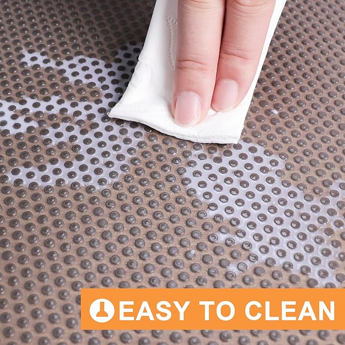 FLPMIX Non-Adhesive Kitchen Cabinet Liner: Waterproof Easy to Cut Small Drawer Shelf Liners - Clear Refrigerator Mat for Cupboard Pantry Shelves - Translucent Grey 12" x 396"