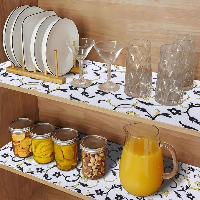 Shelf Liners Non Adhesive 3Rolls*12'' X 120'' Drawer Liner for Kitchen Cabinets, Waterproof Shelf Liners Durable Anti-Slip for Kitchen Cabinets Cupboard Liner