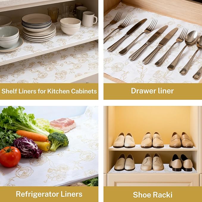 Shelf Liner Drawer Liner, Non Adhesive Cabinet Liner, Washable 12 Inch x 20 FT(240 Inch) Waterproof Non-Slip Shelf Liners for Kitchen Cabinets, Desks, Storage, Refrigerator, Kitchenware, Tableware