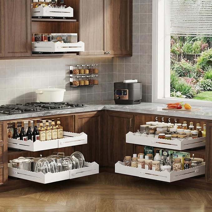 Pull Out Cabinet Organizer, Expandable Width (12"-18") and Depth (13.7"-23.6"),Pull Out Drawers for Cabinets, Slide Out Drawers for Kitchen Cabinets with Sturdy Steel Pull Out Shelves