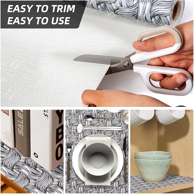 Shelf Liners Non Adhesive 17.7'' X 96'' Drawer Liner for Kitchen Cabinets, Waterproof Shelf Liners Durable Anti-Slip for Kitchen Cabinets Cupboard Liner