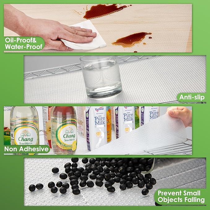 Wire Shelf Liner 12x197'' Clear Shelf Liner Kitchen,Cabinets,Drawer Liner, Cupboard, Under Sink, Pantry,Non-Adhesive Liner,Stain-Proof Shelf,1.2mm Thicken/Waterproof/Anti-Slip Liners