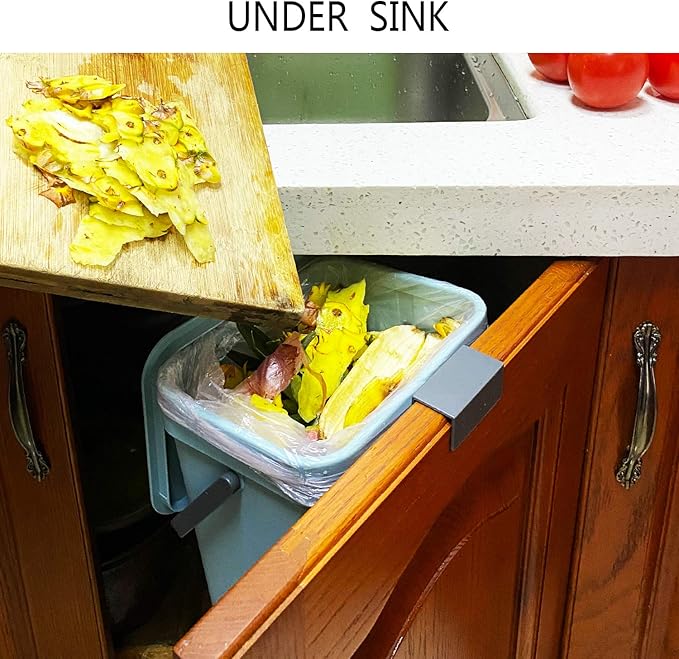 stonespace 1.3 Gal Compost Bin, Hanging Kitchen Trash Can with Sealed Lid | Peel & Stick Adhesive Mount, Odor & Fruit Fly Proof, No Charcoal Filter Needed, for Kitchen RV Bathroom Office