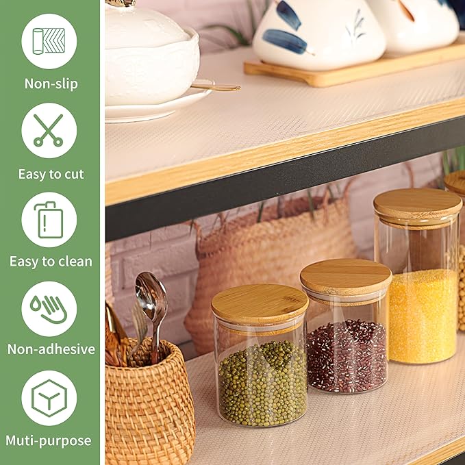 Shelf Liner, wohomuke 15 inch x 20 ft Shelf Liners for Kitchen cabinets nonstick Shelf Lining Drawer Mats EVA Protector for Cupboard (Clear,15 inch x 20 ft)