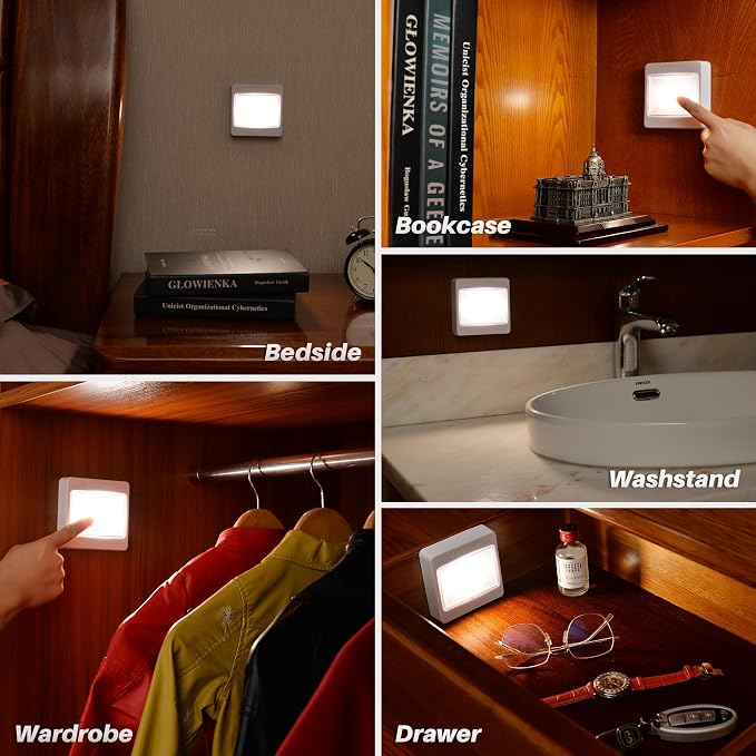 STAR-SPANGLED 3.7" Dimmable Push Tap Lights, 3 Pack | Stick on LED Touch Lights, AA Battery Operated, 3 Color Modes, For Classroom Kitchen Cabinet Closet